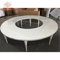 Table de banquet en MDF blanc avec plateau en serpentine, pieds en acier inoxydable, table de salle à manger en forme de S, location de meubles pour événements et fêtes, sur mesure