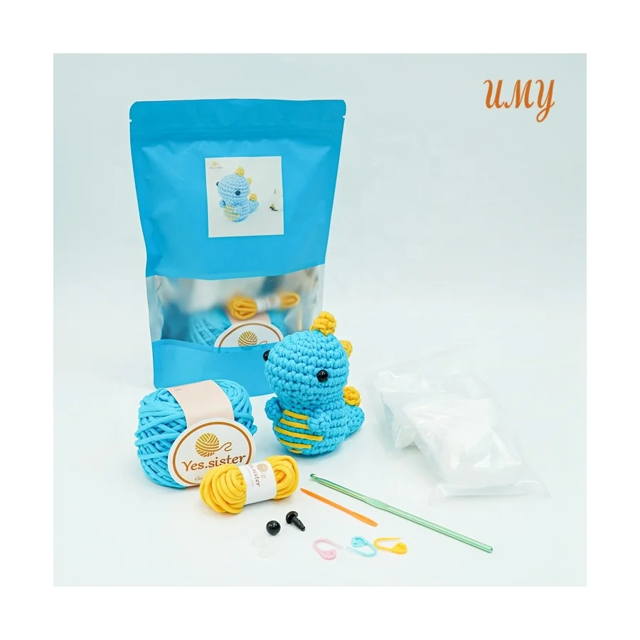Эргономичная пряжа с животными Diy Mini Amigurumi De Base, набор ручной работы на заказ, милый динозавр, полный комплект для вязания