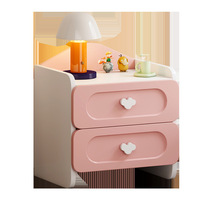 Table de chevet moderne et mignonne pour chambre à coucher, rose et blanche, avec 2 tiroirs et poignées nuage, design anti-basculement, vente en gros