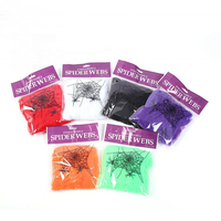 Vente en gros de toiles d'araignées extensibles pour Halloween 20G avec 2 araignées en plastique pour décorations intérieures et extérieures pour Halloween