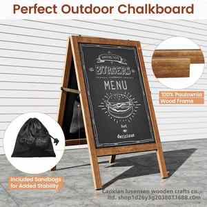 Solid Wood a Frame Chalkboard Sign,Double Sided Magnetic Whiteboard <b>Easel</b> With Stand for Storefront Menu Display Kids Art - Product Image 2