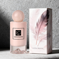 Flacon de parfum pour femmes en verre rose cylindrique de 100 ml, flacon de parfum à fond volcanique avec boîte cadeau personnalisée