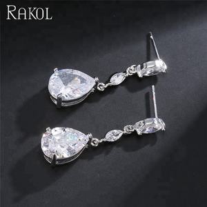 RAKOL EP497 Wedding Zircon Drop Engagement Earrings fashion 2021 - Product Image 5
