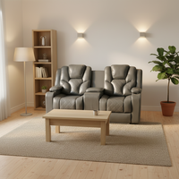 Ensemble de canapés inclinables modernes Frank Furniture avec structure en métal pliable, revêtement en cuir aérien et télécommande électrique
