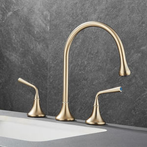 <span class=keywords><strong>Robinetterie</strong></span> sanitaire, robinets de salle de bain à montage sur plan, mélangeur de lavabo en laiton, robinet de lavabo à 3 trous avec eau chaude et froide - Product Image 3