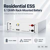 Batterie LiFePO4 CFE-5 51,2 V 100 Ah 5 kWh pour système de stockage d'énergie solaire, 6000 cycles, montage mural CAN, batterie domestique pour sauvegarde
