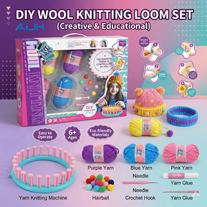 AiJH Kit de tissage DIY en laine, métier à tisser manuel, ensemble de tricot pour écharpes, chapeaux et bandeaux pour enfants - Product Image 5