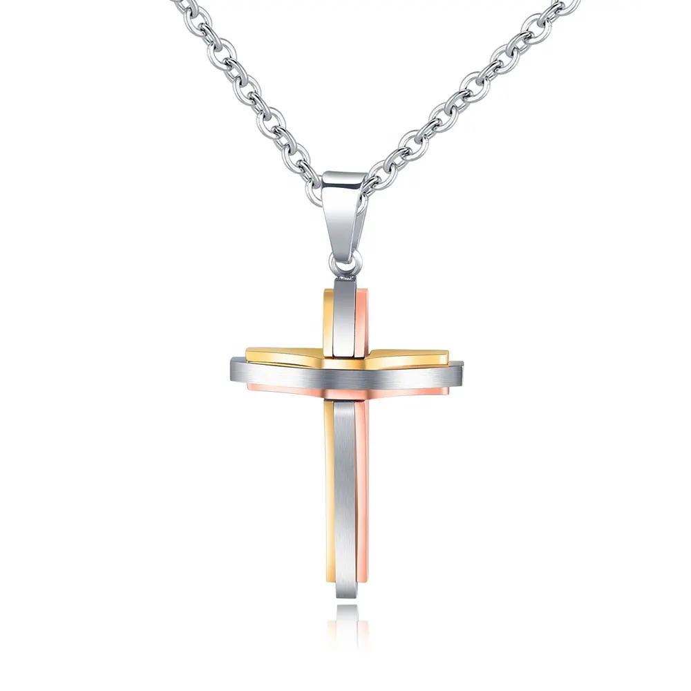 Stainless Steel Jewelry Guangzhou Factory Price Saphir Turquoise Cross Christmas Necklace