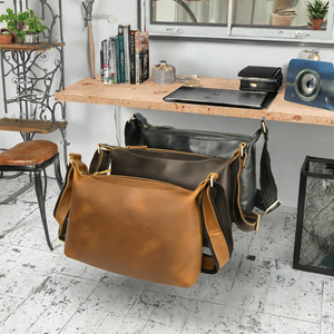 Genuine Leather Men Messenger <b>Bag</b> Vintage Crossbody <b>Shoulder</b> Satchel Wide <b>Strap</b> for Daily Travel - Product Image 2