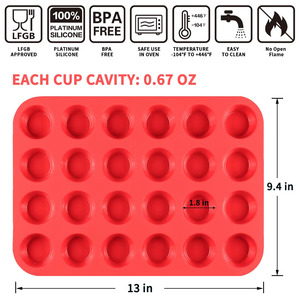 24 Cups <b>Silicone</b> Muffin Pan - Nonstick Cupcake Pan 1 Pack Regular Size <b>Silicone</b> Mold for <b>Baking</b> - Product Image 3