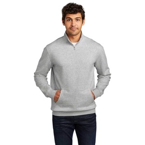 Sweat-shirt d'hiver chaud à col zippé uni, en tissu polaire épais de haute qualité, directement de l'usine, pour hommes - Product Image 4