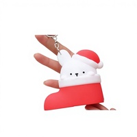 Porte-clés Lumineux Lapin à Longues Oreilles de Noël, Effet Vibration 3 Vitesses, Recharge USB, Pendentif pour Sac à Dos et Sac à Bandoulière