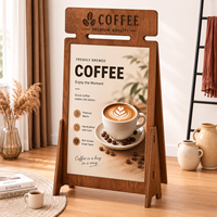 Papan Tanda Berdiri Portabel Dalam Ruangan Kustom Bingkai Kayu Penutup Vinyl Tahan Air Stand Display Lantai Perakitan Mudah Iklan Neon