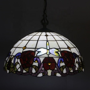 LongHuiJing 16-Inch Tiffany-Style 2-Light Victorian Stained Glass Pendant Light for Kitchen - Product Image 4