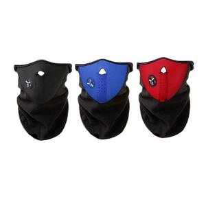 Mascarilla Facial de Ciclismo CS, Calentador de Cuello de Forro Polar, Cortavientos, Unisex, para Deportes al Aire Libre, Colores Sólidos Rojo, Azul y Negro - Product Image 1