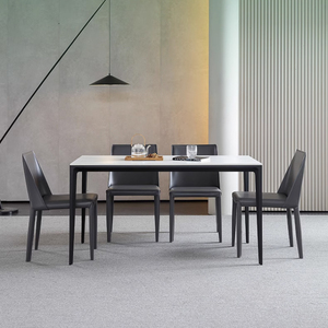 Ensemble de <span class=keywords><strong>table</strong></span> à manger classique 4/6 places, plateau en marbre moderne, pieds en métal et chaise rembourrée en Pu, ensemble <span class=keywords><strong>table</strong></span> à manger - Product Image 4