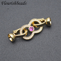 Fermoir à ressort Double rond pour Bracelet, Style délicat, Anti-décoloration, plaqué or, zircon cubique, grande taille, forme irrégulière