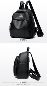 Sac à dos en cuir pour femmes, sacs à bandoulière en cuir PU à double fermeture éclair, grande capacité, sacs à dos d'extérieur - Product Image 4