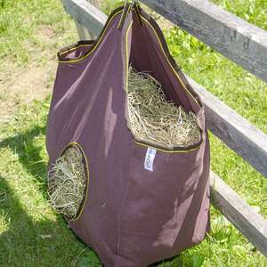 Échantillon gratuit, sac en filet respirant et résistant pour le stockage des grains, sac à foin pour chevaux, ânes, chèvres, avec coussin pour le cou et le nez - Product Image 3