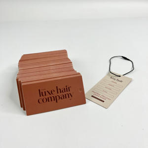 Etiquetas Colgantes de Papel Marrón Personalizadas - Etiquetas de Lujo para Extensiones de Cabello con Cordón Negro y Campos de Información Impresos - Product Image 2