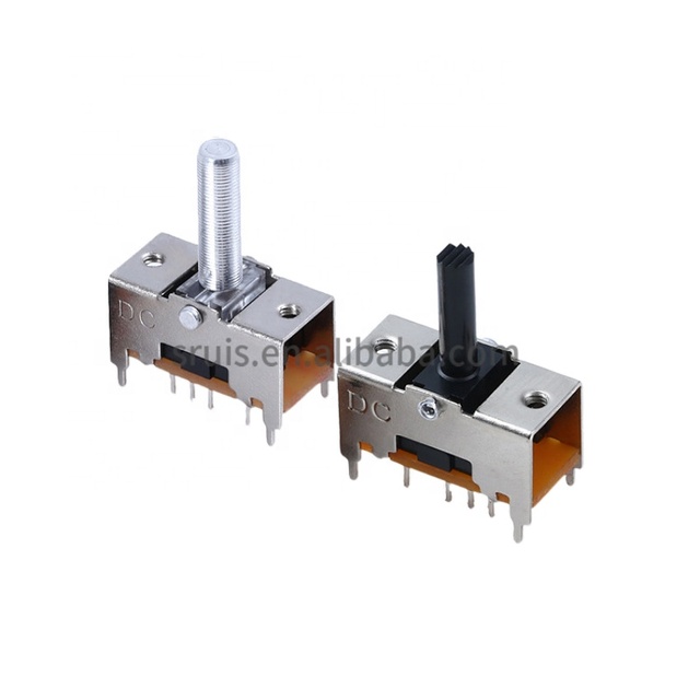 6Pin ON-ON Slide Switch PCB Terminal Panel Mount 2P2T MINI Slide Switch With 15MM Aluminum Actuator