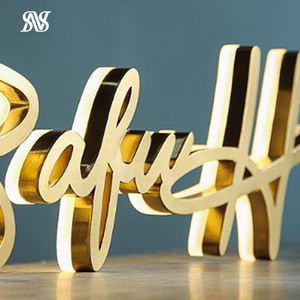 ป้ายไฟโลหะแบบมีไฟส่องด้านหลัง CE/RoHS ป้ายไฟ LED 3 มิติ โลโก้แบบกำหนดเอง ป้ายไฟ LED สำหรับร้านเสริมสวย - Product Image 2