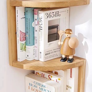 Solid Wood Corner <b>Shelf</b> 3 Tier Oak Desk Storage Rack For Living Room Bookcase Organizing Display Stand - Product Image 3