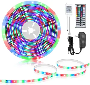 44 מפתחות 5 מטרים SMD2835 אווירה RGB Led רצועת אור מלא מרחוק מתאם קיט