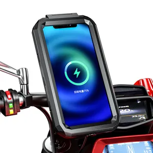निविड़ अंधकार मोटरसाइकिल फोन के मामले में बर वायरलेस चार्जर धारक पीछे देखने दर्पण सेल फोन माउंट