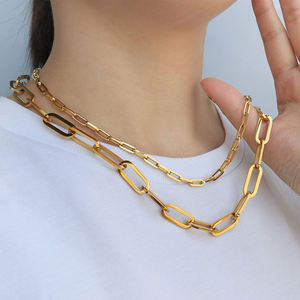 Kingcome สร้อยคอโซ่สแตนเลสสตีลปราศจากสารเคลือบทอง18K สำหรับผู้หญิงและผู้ชาย - Product Image 1