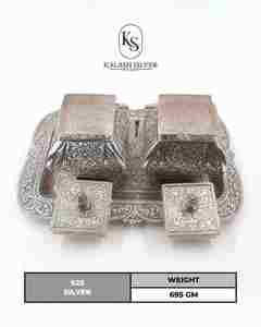 Boîte à fruits secs carrée en argent sterling 925, ensemble artisanal en argent indien, contenant de rangement avec couvercle, cadeau de luxe pour les fêtes - Product Image 3