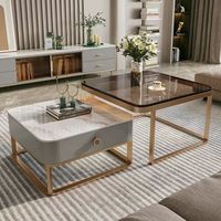 Meubles de salon design minimaliste pas cher prix table centrale en verre blanc table basse de luxe moderne avec tiroir pour la maison
