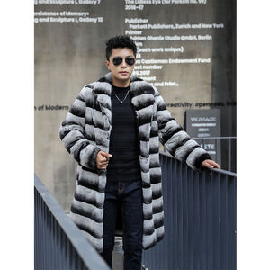 Мужское пальто из натурального меха кролика Рекс, длинное пальто-Тренч с отложным воротником, мужские костюмные Куртки Оверсайз из натурального меха - Product Image 6