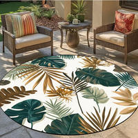 Tapis rond à motif imprimé feuilles de bambou pour l'extérieur, cour, salon, chambre à coucher, tapis en velours cristal
