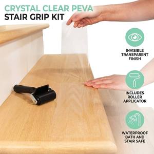 Kit de Agarre Antideslizante <span class=keywords><strong>para</strong></span> Escaleras de PEVA Transparente con Rodillo Aplicador, Cinta de Seguridad Invisible <span class=keywords><strong>para</strong></span> Baño, Escaleras y Madera - Product Image 1