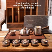 Ensemble bouilloire et tasses à thé en titane pur 180 ml – Design minimaliste, résistant aux hautes températures, portable, pour thé Kung Fu