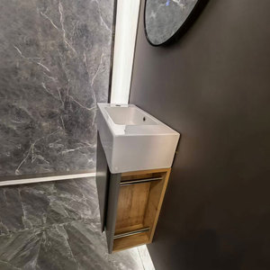 Venta al por mayor pequeño moderno fregadero <span class=keywords><strong>de</strong></span> cerámica pintura <span class=keywords><strong>de</strong></span> pared <span class=keywords><strong>baño</strong></span> vanidad gabinete <span class=keywords><strong>de</strong></span> madera E0/E1 PVC/madera contrachapada madera cerámica lavabo gabinete - Product Image 3