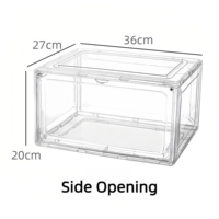 Boîte de rangement à chaussures transparente empilable magnétique de haute qualité, anti-poussière, avec ouverture latérale, grande capacité