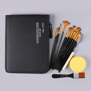 Ensemble de <span class=keywords><strong>pinceaux</strong></span> à aquarelle Giorgione Professional de 17 pièces de haute qualité avec manche en bois, poils en nylon <span class=keywords><strong>et</strong></span> couteau à palette en éponge - Product Image 3