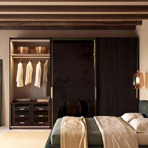 Dressing moderne avec portes coulissantes, armoires en bois pour chambre à coucher, armoires intégrées, meubles de chambre à coucher personnalisés - Product Image 2