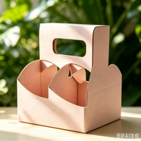Emballage personnalisé multi-compartiments pour l'eau en bouteille, cartons en papier personnalisés avec poignées pour bouteilles, boîtes en papier pour café à emporter