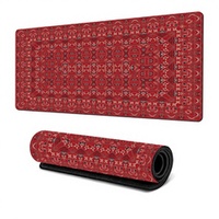 Tapis de jeu en caoutchouc naturel à motif de tapis persan bordeaux - Imperméable, antidérapant, écologique, résistant à l'usure, design rétro de luxe, en stock