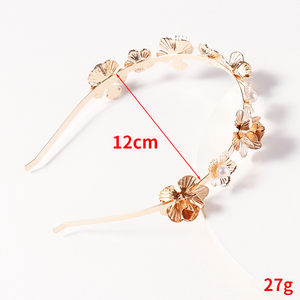Diadema Dorada de Lujo MIO, Diadema de Aleación de Metal Hecha a Mano con Perlas <span class=keywords><strong>para</strong></span> Mujer, Diademas Elegantes con <span class=keywords><strong>Flores</strong></span> <span class=keywords><strong>para</strong></span> Fiestas - Product Image 6