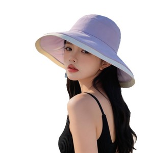 Sombrero de pescador de ala ancha con protección solar, transpirable, con lazo, para mujer, adulto, de color sólido, de algodón, plegable. - Product Image 5