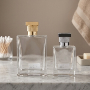 Flacon de parfum en verre givré avec pompe, bouchon personnalisé unique et luxueux, flacon de parfum avec bouchon métallique et vaporisateur. - Product Image 4