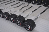 Barre de musculation droite et courbée en PU et chrome, 10-50 kg, pour la maison ou la salle de sport