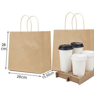 Bolsa de Papel Kraft con Asa para Comida Rápida, Ecológica, Biodegradable, Hecha con Materiales Reciclados, para Promoción, Entrega a Domicilio, Restaurante, Exposición - Product Image 5