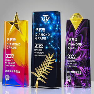 Penghargaan plak kristal kustom k9 piala kaca penghargaan kreatif warna motif UV Piala Kristal - Product Image 2
