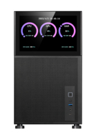 Boîtier PC gaming MATX Zeromaster Mid Tower avec écran LCD, design en verre trempé transparent et ventilateur de refroidissement ARGB