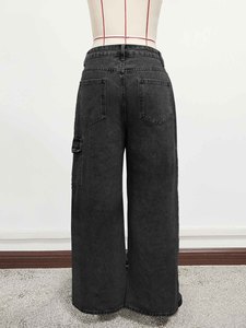 Jeans amples à jambes larges pour femmes avec nœuds décoratifs – Tendance - Product Image 4